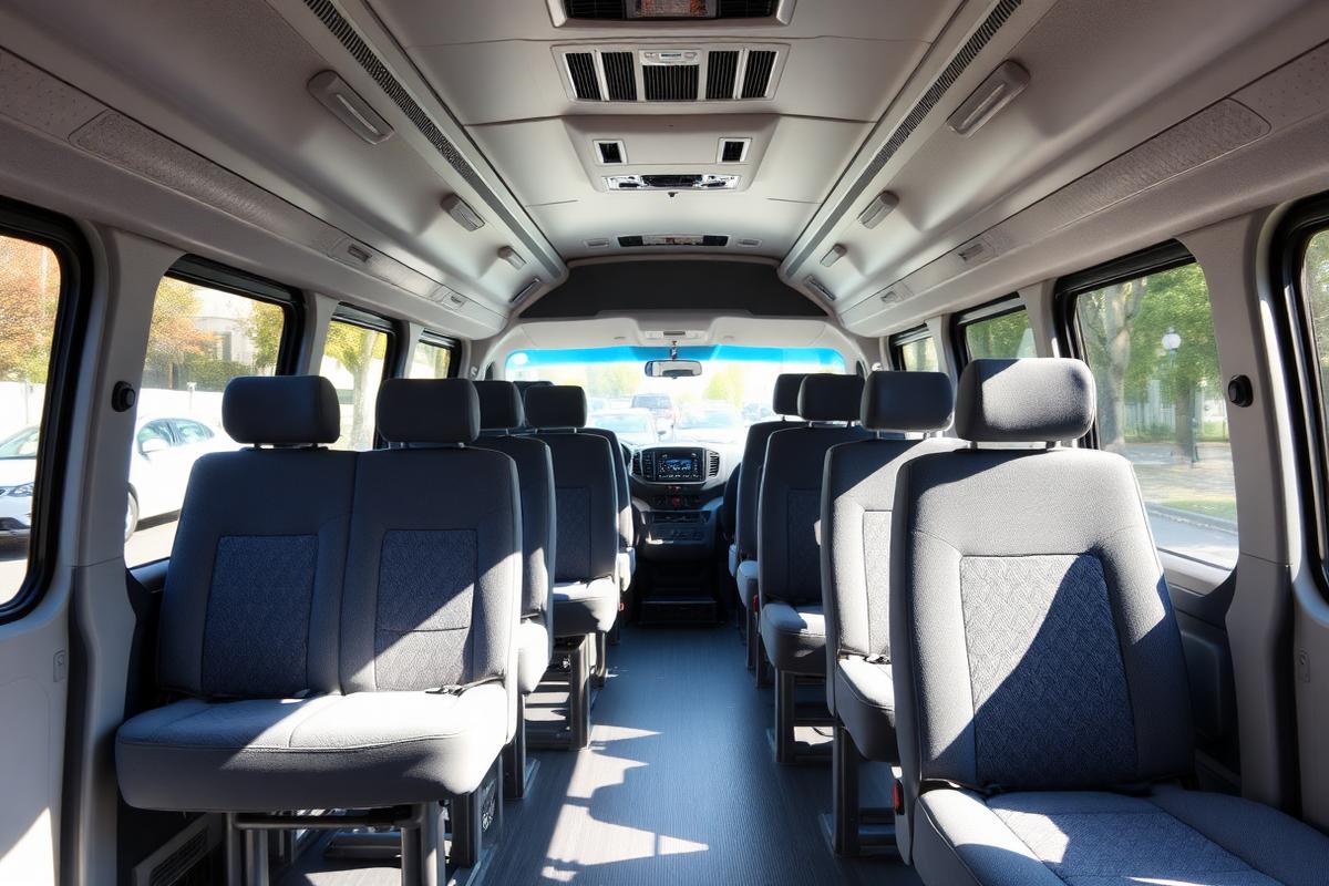 Wnętrze busa z wygodnymi fotelami dla pasażerów